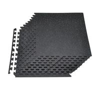 VEVOR Tapis de Sol Puzzle Fitness 24PCs 61x61x1 cm, Dalles en Mousse EVA Haute Densité, Protection de Sol pour Salle de Sport Gym Maison et Bureau, Dalles Emboîtables Noires avec Points Bleus