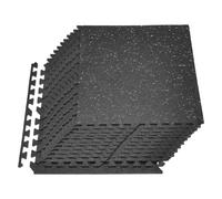 VEVOR Tapis de Sol Puzzle Fitness 24PCs de 61x61x1 cm, Dalles en Mousse EVA Haute Densité, Protection de Sol pour Salle de Sport Gym Maison et Bureau, Dalles Emboîtables Noires à Points Gris