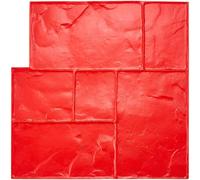 VEVOR Tapis de tampons en béton, 618 x 618 mm, tapis de tampon de texture en polyuréthane pour peau de béton, empreinte de sol en ardoise, moule en béton sans couture pour décoration extérieure, rouge