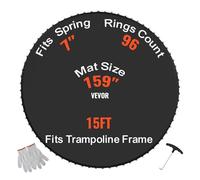 VEVOR Tapis de rechange pour trampoline, tapis de saut de remplacement universel pour trampoline rond avec cadre de 457 cm, résistant aux UV, 80 anneaux en V durables, convient pour ressort de 17,8 cm
