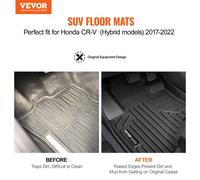 VEVOR Tapis de Voiture sur Mesure, Compatible avec Honda CR-V (Modèles Hybrides) 2017-2022, Tapis de Sol Automobile 3 Pièces pour Les Rangées Avant et Arrière, Revêtements de Sol en TPE, pour SUV