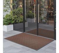 VEVOR Tapis d'Entrée, 119,4 x 89 cm, Paillasson Extérieur Intérieur Moderne Élégant, Envers Antidérapant TPE, Résistant Lavable, Attrape Poussière, Tapis de Porte pour Couloir, Balcon, Garage, Marron