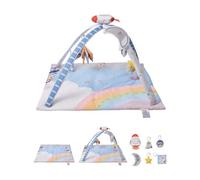 VEVOR Tapis d'Éveil Bébé, 89x89 cm, Tapis de Jeu d'Activité avec Jouets Sensoriels, Fusée Musicale Lumineuse, Développement Sensoriel et Moteur, Croissance Cognitive, pour Bébés, Nouveau-nés 0-18 Mois