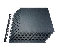 VEVOR Tapis Puzzle Emboîtable pour Salle de Sport 6PCs 14 mm d'Épaisseur, Dalles Caoutchoutées en Mousse EVA, Tapis de Gym 61x61 cm, Couverture 2,2 m², Tapis de Gymnastique, Maison, Noir et Bleu
