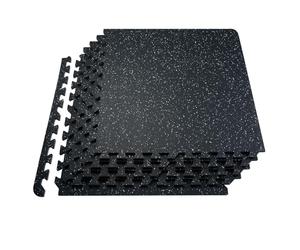 VEVOR Tapis Puzzle Emboîtable pour Salle de Sport 6PCs 14 mm d'Épaisseur, Dalles Caoutchoutées en Mousse EVA, 61x61 cm, Couverture 2,2 m², Gymnastique, Maison, Noir et Blanc