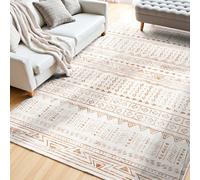 VEVOR Tapis Salon, 1,5 x 2,1 m, Grand Tapis Chambre Lavable Antidérapant, Poils Courts et Denses, Résistant aux Griffures Animaux, Doux Confortable, Style Moderne, pour Chambre, Bureau, Entrée, Beige