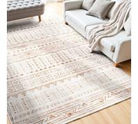 VEVOR Tapis Salon, 1,8 x 2,7 m, Grand Tapis Chambre Lavable Antidérapant, Poils Courts et Denses, Résistant aux Griffures Animaux, Doux Confortable, Style Moderne, pour Chambre, Bureau, Entrée, Beige