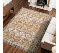 VEVOR Grand Tapis Salon Chambre Lavable Style Vintage 2,3x2,9 m Marron et Vert