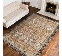 VEVOR Grand Tapis Salon Chambre Lavable Style Vintage 2,4 x 3 m Marron et Vert