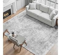 VEVOR Tapis Salon, 2,7x3,7 m, Grand Tapis Chambre Lavable et Antidérapant, Poils Courts et Denses, Résistant aux Griffures Animaux, Doux Confortable, Style Bohème, pour Chambre, Bureau, Entrée, Gris