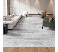 VEVOR Tapis Salon, 3 x 4,3 m, Grand Tapis Chambre Lavable et Antidérapant, Poils Courts et Denses, Résistant aux Griffures Animaux, Doux Confortable, Style Moderne, pour Chambre, Bureau, Entrée, Gris