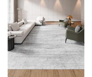 VEVOR Tapis Salon, 3 x 4,3 m, Grand Tapis Chambre Lavable et Antidérapant, Poils Courts et Denses, Résistant aux Griffures Animaux, Doux Confortable, Style Moderne, pour Chambre, Bureau, Entrée, Gris