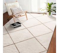 VEVOR Tapis Salon Chambre Poil Long 1,83 x 2,74 m Tapis Moderne de Décoration Intérieur Rectangulaire en Peluche Moelleux Épais et Résistant Envers Antidérapant pour Salon, Chambre à Coucher, Beige