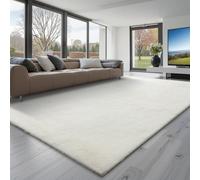 VEVOR Tapis Salon Chambre Poil Long 2,44 x 3,05 m Tapis Moderne de Décoration Intérieur Rectangulaire Antidérapant Peluche Moelleux Doux Épais Non Tissé pour Salon, Chambre à Coucher, Blanc Ivoire
