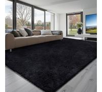 VEVOR Tapis Salon Chambre Poil Long 2,44 x 3,05 m Tapis Moderne de Décoration Intérieur Rectangulaire Antidérapant en Peluche Moelleux et Doux Envers Non Tissé pour Salon, Chambre à Coucher, Noir