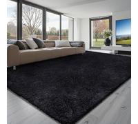 VEVOR Tapis Salon Chambre Poil Long 2,44 x 3,05 m Tapis Moderne de Décoration Intérieur Rectangulaire Antidérapant en Peluche Moelleux et Doux Envers Non Tissé pour Salon, Chambre à Coucher, Noir