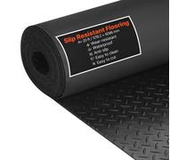 VEVOR Tapis Sol Garage 1,22 x 6,1 m Rouleau Revêtement de Sol Garage Caoutchouc Antidérapant Résistant à l'Usure Épaisseur à Motif Diamant 3 mm pour Garages Ateliers Entrepôts Salles de Sport, Noir