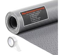 VEVOR Tapis Sol Garage 2,28 x 5,2 m Rouleau Revêtement Sol Garage en PVC Antidérapant Épaisseur à Motif 2,2 mm avec Ruban Adhésif Double Face pour Ateliers Entrepôts Salles de Sport, Gris Argenté
