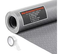 VEVOR Tapis Sol Garage 2,28 x 6,1 m Rouleau Revêtement Sol Garage en PVC Antidérapant Épaisseur à Motif 2,2 mm avec Ruban Adhésif Double Face pour Ateliers Entrepôts Salles de Sport, Gris Argenté