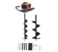 VEVOR Tarière à essence 52 CC 1450 W Forets 15 cm & 25 cm 3 tiges d'extension pour plantes de jardin