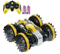 Voiture Télécommandée Amphibie 2,4 GHz 4WD Jouet RC Enfants Adultes Jaune