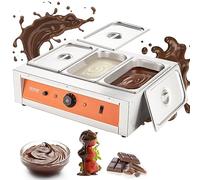 VEVOR Tempéreuse à Chocolat Commerciale 1500 W Bain-Marie Électrique pour Chocolat 3 Cuves de 3,3 L Fondoir à Chocolat Température Réglable 30-85 ℃ en Inox Alimentaire pour Chauffer Beurre Crème Lait