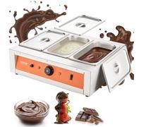 VEVOR Tempéreuse à Chocolat Commerciale 1500 W Bain-Marie Électrique pour Chocolat 3 Cuves de 3,3 L Fondoir à Chocolat Température Réglable 30-85 ℃ en Inox Alimentaire pour Chauffer Beurre Crème Lait