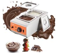 VEVOR Tempéreuse à Chocolat Commerciale 800 W Bain-Marie Électrique pour Chocolat 2 Cuves de 1,5 L Fondoir à Chocolat Température Réglable 30-85 ℃ en Inox Alimentaire pour Chauffer Beurre Crème Lait