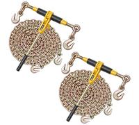 VEVOR Tendeur à Cliquet avec Chaîne d'Arrimage G80 8 mm x 3 m, Lot de 2, Charge de Tendeur 3629 kg, Attaches de Chaîne de Transport, pour Sécuriser les Charges, Transport, Remorque Camion à Plateau