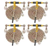 VEVOR Tendeur à Cliquet avec Chaîne G80 8 mm x 3,9 m Chaîne d'Arrimage à Tendeur de Capacité de Charge 3628 kg pour Sécuriser les Charges, Transport, Remorquage, Exploitations Forestières, Lot de 4