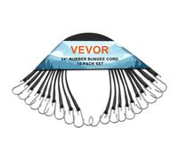 VEVOR Tendeur Élastique, Lot de 10, Sangles Élastiques Plates Robustes 20x600 mm avec Crochets S en Acier, Bonne Résistance, pour Maison, Auvent, Cargaison, Camping, Bâches, Camions, Tentes, Noir