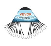 VEVOR Tendeur Élastique, Lot de 10, Sangles Élastiques Plates Robustes 20x910 mm avec Crochets S en Acier, Bonne Résistance, pour Maison, Auvent, Cargaison, Camping, Bâches, Camions, Tentes, Noir