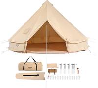 VEVOR Tente à cloche 6 x 3,5 m Tente Yourte Coton TC et barres de fer robustes avec un tapis de sol en PVC Tente de camping 10 personnes Tente familiale 12 fenêtres Tente de groupe pour l'aventure en