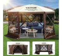 VEVOR Tente d'abri de camping pop-up, 3,05 m x 3,05 m, pare-soleil à 6 côtés fenêtres en maille, sac de transport portable, piquets de sol, grandes tentes d'ombrage pour en plein air, pelouse, jardin