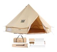 VEVOR Tente Cloche en Toile 4 m de Yourte 4 Saisons pour Camping Familial avec Trou de Poêle à Bois, Sacs de Rangement pour Glamping Jusqu'à 6 Personnes, Groupes en Plein Air, Fête, Chasse