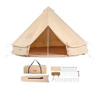 VEVOR Tente Cloche en Toile 4 m de Yourte 4 Saisons pour Camping Familial avec Trou de Poêle à Bois, Sacs de Rangement pour Glamping Jusqu'à 6 Personnes, Groupes en Plein Air, Fête, Chasse