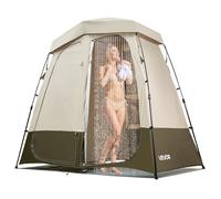 VEVOR Tente de Douche de Camping, Abri d'Intimité Extérieur Portable, Cabine d'Essayage Toilette pour Plage Pêche, 2 Compartiments, en Tissu Oxford 150D, avec Piquets Cordes Sac Barre Transversale