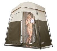 VEVOR Tente de Douche de Camping, Abri d'Intimité Extérieur Portable et Pliable, Cabine d'Essayage Toilette pour Plage Pêche, 2 Compartiments, en Tissu Oxford 150D, avec Piquets Cordes et Sac