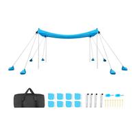 VEVOR Tente de Plage 3x3x2 m, Abri Soleil UPF50+ Portable, Pare-Soleil Extérieur pour Jarin Parc Camping et Pêche, Auvent de Protection UV avec Sacs de Sable, Poteaux de Soutien et Pelles à Sable