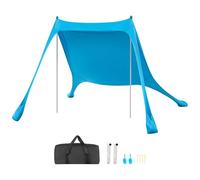 VEVOR Tente de Plage de 2,3x2,3x2 m, Abri Soleil UPF50+, Pare-soleil Extérieur pour Plage Parc Camping et Pêche, Auvent Protection UV avec Sacs de Sable, Poteaux de Soutien et Pelles à Sable, Bleu