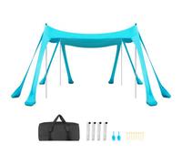 VEVOR Tente de Plage de 3x3x2 m, Abri Solaire UPF50+, Pare-soleil Extérieur pour Plage Parc Camping et Pêche, Auvent Protection UV avec Sacs de Sable, Poteaux de Soutien et Pelles à Sable, Vert