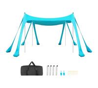 VEVOR Tente de Plage de 3x3x2 m, Abri Solaire UPF50+, Pare-soleil Extérieur pour Plage Parc Camping et Pêche, Auvent Protection UV avec Sacs de Sable, Poteaux de Soutien et Pelles à Sable, Vert