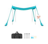 VEVOR Tente de Plage de 3x3x2 m, Abri Soleil Anti-UV UPF50+, Pare-soleil Extérieur pour Plage Parc Camping et Pêche, Auvent Protection UV avec Sacs de Sable, Poteaux de Soutien et Pelles à Sable