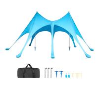 VEVOR Tente de Plage de 6,1x4x2,8 m, Abri Soleil UPF50+, Pare-Soleil Extérieur pour Plage Parc Camping et Pêche, Auvent Protection UV avec Sacs de Sable, Poteaux de Soutien et Pelles à Sable, Bleu