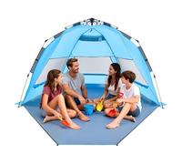 VEVOR Tente de Plage Pop Up, Abri de Plage pour 4 Personnes, pour Camping Pêche Pique-niques, Auvent Anti-UV Protection UPF 50+, Abri Soleil Portable Léger avec Sac de Transport et Poches à Sable