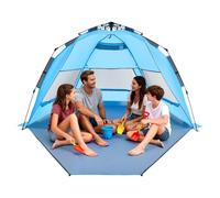 VEVOR Tente de Plage Pop Up, Abri de Plage pour 4 Personnes, pour Camping Pêche Pique-niques, Auvent Anti-UV Protection UPF 50+, Abri Soleil Portable Léger avec Sac de Transport et Poches à Sable
