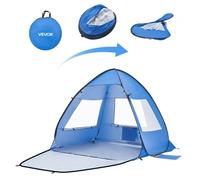 VEVOR Tente de Plage Portable pour 2 Personnes, Abri de Plage Anti-UV Protection UPF 50+, Auvent de Camping Pêche Pique-niques en Plein Air, Abri Soleil avec Sac de Transport et Poches à Sable