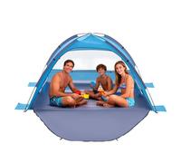 VEVOR Tente de Plage pour 3 Personnes, Abri de Plage Anti UV UPF 50+, Tente Portable Pare-soleil avec Sac de Transport et Piquets, pour Famille, Camping, Pêche et Pique-niques, Structure Légère, Bleu