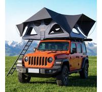 VEVOR Tente de Toit pour Voiture Pliable, Tente de Toit à Coque Rigide pour 2-3 Personnes, pour Camping Caravane SUV, en Aluminium, Étanche et Coupe-vent, avec Éclairage LED, Matelas et Fenêtres