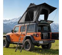 VEVOR Tente de Toit pour Voiture, Tente de Toit à Coque Rigide pour 2-3 Personnes, pour Camping Caravane SUV, en Alu, avec Éclairage LED Tricolore, Matelas Épais et 1 Fenêtre, Étanche et Coupe-Vent